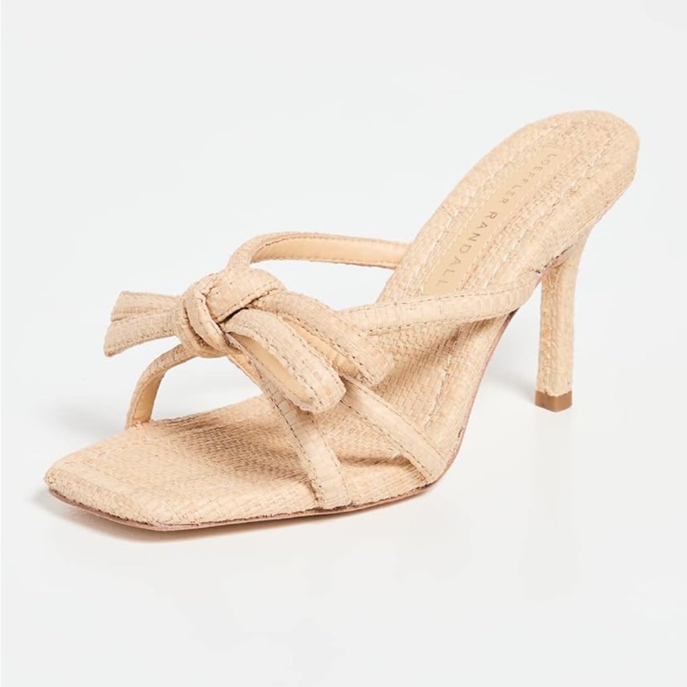 Loeffler Randall Natural Straw Margi Bow Heeled Sandal